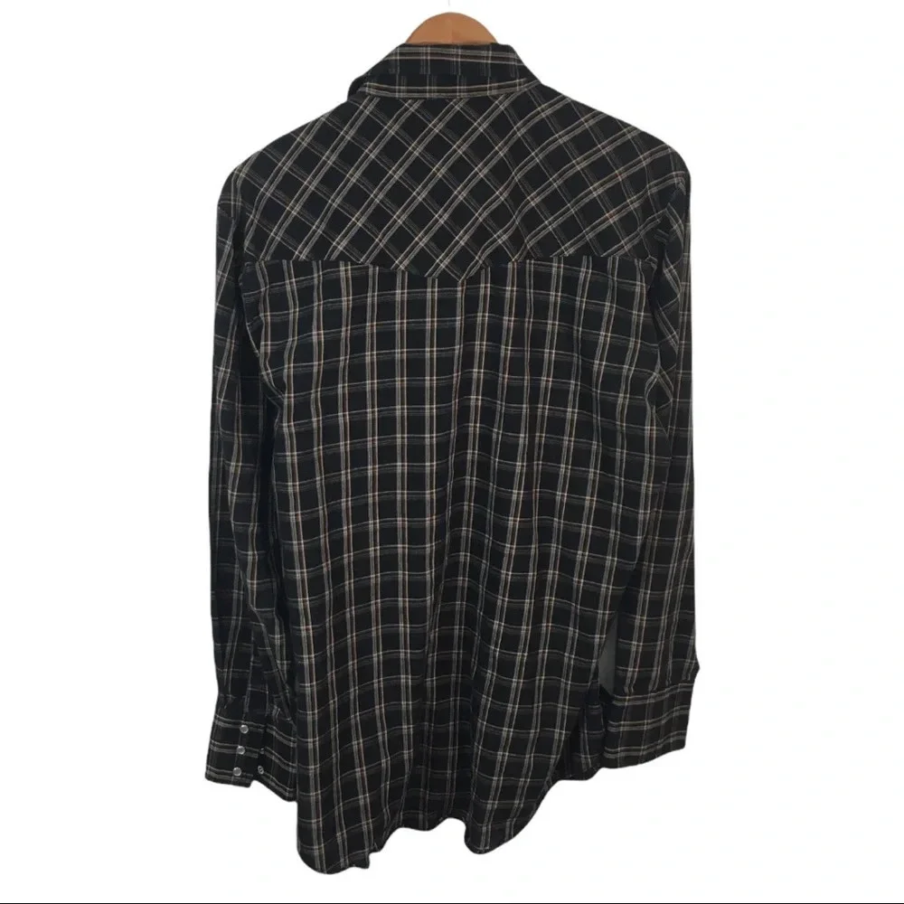 BF267 Mens Ely Cattleman Plaid Pearl Button Snap Cowboy Hipster Button Shirt L
